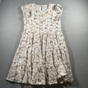 Orange Creek Los Angeles Small Dress White Tan Embroidered Floral NWOT